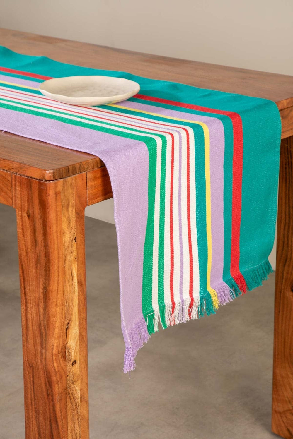 Happy Stripes Green Multi Table Runner