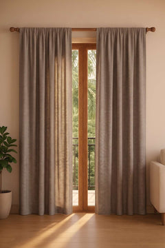 Herringbone Saturn Sand Cotton Drapes And Blinds