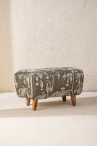 Hexa Long Pouffe in Toddy Palm Moss Grey Fabric