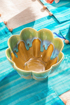 Hibiscus Ceramic Medium Serving Bowl