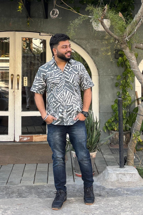 SHIRTS Hidden Bull Printed Shirt (Grey Shadows)