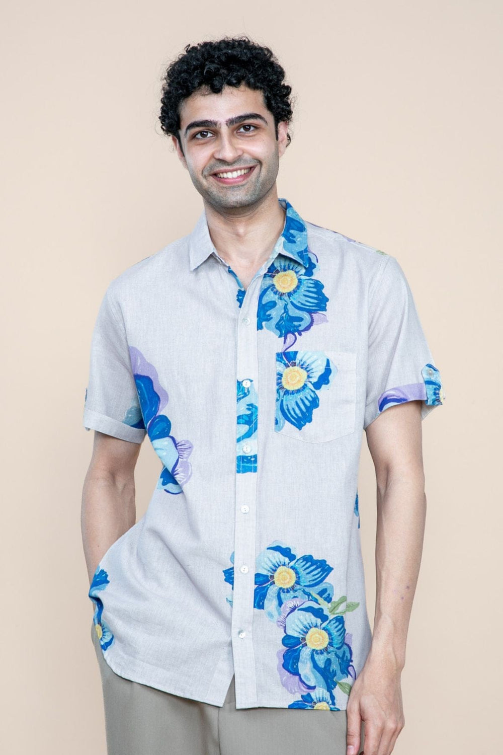 SHIRTS Himalayan Blue Poppy Printed Shirt (Blue)
