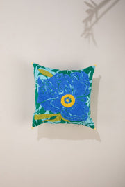 PRINT & PATTERN CUSHIONS Himalyan Blue Poppy Blue Cushion Cover (41 X 41 Cm)