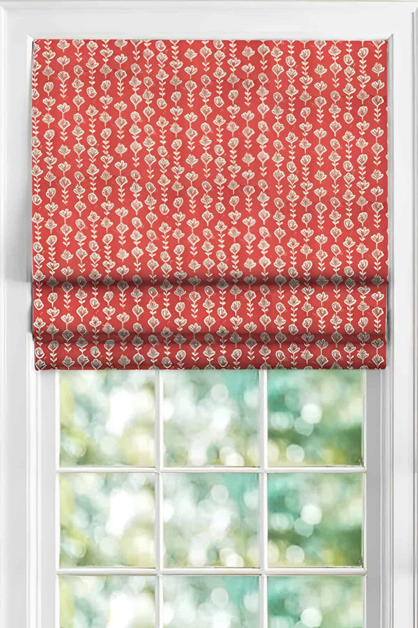 Huki Cotton Drapes And Blinds (Brick Red)