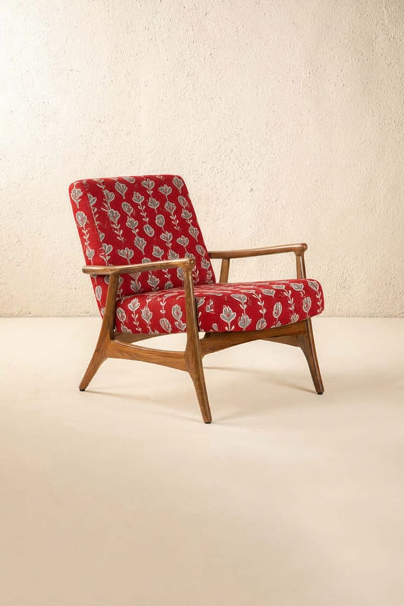 PRINT & PATTERN UPHOLSTERY FABRICS Huki Printed Upholstery Fabric (Brick Red)