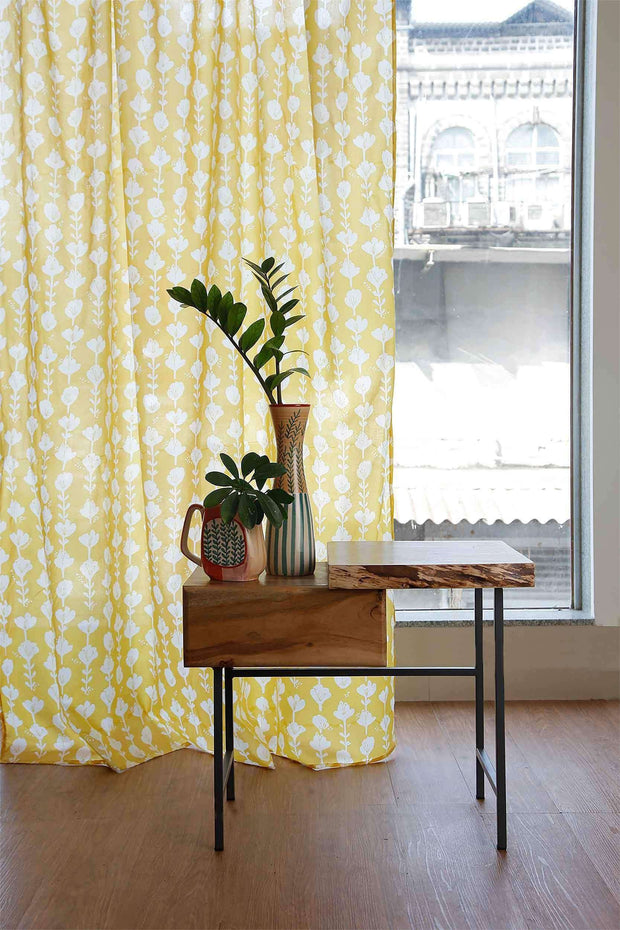 CURTAINS Huki Yellow Sheer Curtain (Cotton Voile)