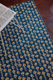 PRINT & PATTERN RUGS Huki Pure Cotton Printed Rug (Blue)