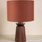Inti Wood Table Lamp with Solid Drum Lampshade (Rust Red)