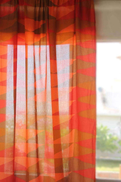 SHEER FABRIC AND CURTAINS Jiddu Dyed Sheer Fabric And Curtains (Orange)