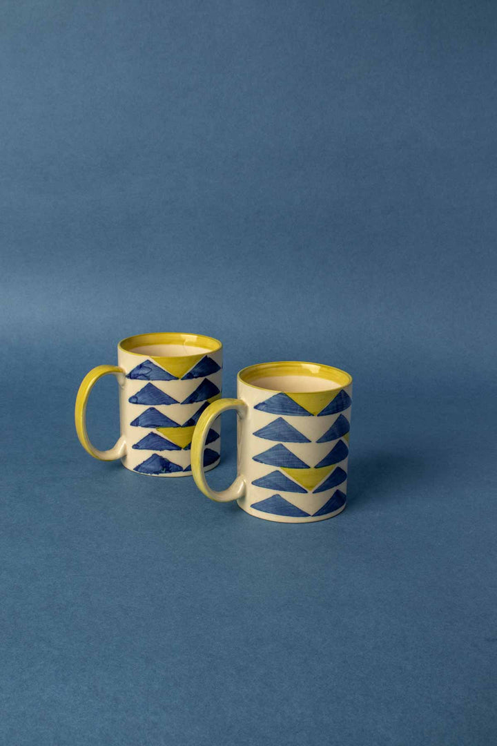 MUGS & CUPS Jiddu Blue Ceramic Coffee Mug (Set Of 2)