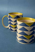 MUGS & CUPS Jiddu Blue Ceramic Coffee Mug (Set Of 2)