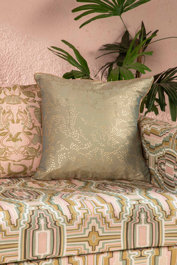 PRINT & PATTERN CUSHIONS Kabini Stars   Misty Gold Cushion Cover (46 Cm X 46 Cm)