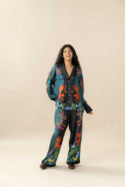 BOTTOMS Kabini Tiger Boxy Pants (Nightsky Teal)