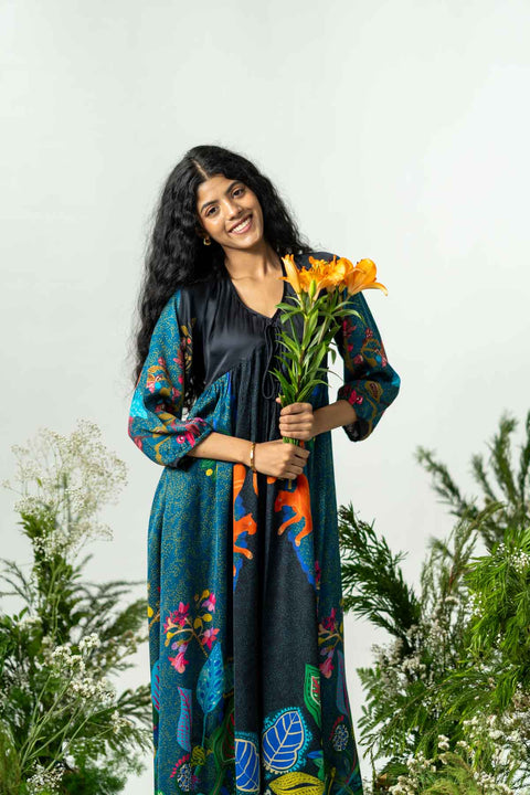 DRESSES Kabini Tiger Midi Dress (Nightsky Teal)