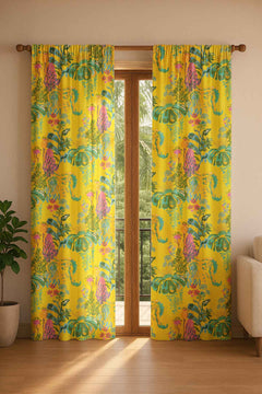 PRINT & PATTERN HEAVY FABRICS Kachnar Yellow Fields Printed Heavy Fabric And Curtains