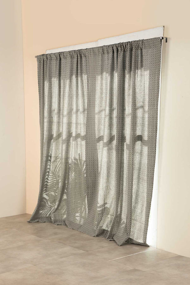 CURTAINS Kada Cotton Drapes And Blinds (Ivory And Grey)