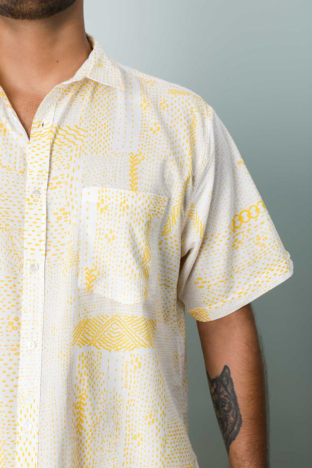 SHIRTS Kantha Printed Shirt (Yellow)