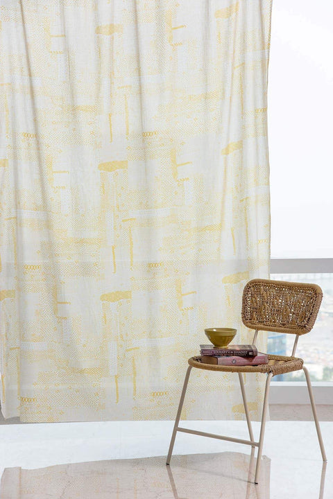 CURTAINS Kantha Yellow Sheer Curtain (Voile)