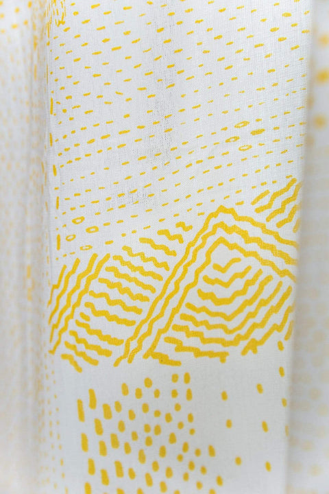 CURTAINS Kantha Yellow Window Curtain In Sheer Fabric