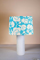 Karah Ceramic Table Lamp with Gypsy Rose Taper Drum Lampshade (Aqua Blue)