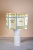 Karah Ceramic Table Lamp with Cambaya Drum Lampshade (Misty Grey)