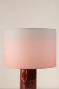 Karah Mineral Red Ceramic Table Lamp with Tama Drum Lampshade (Soft Pink)