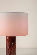 Karah Mineral Red Ceramic Table Lamp with Tama Drum Lampshade (Soft Pink)