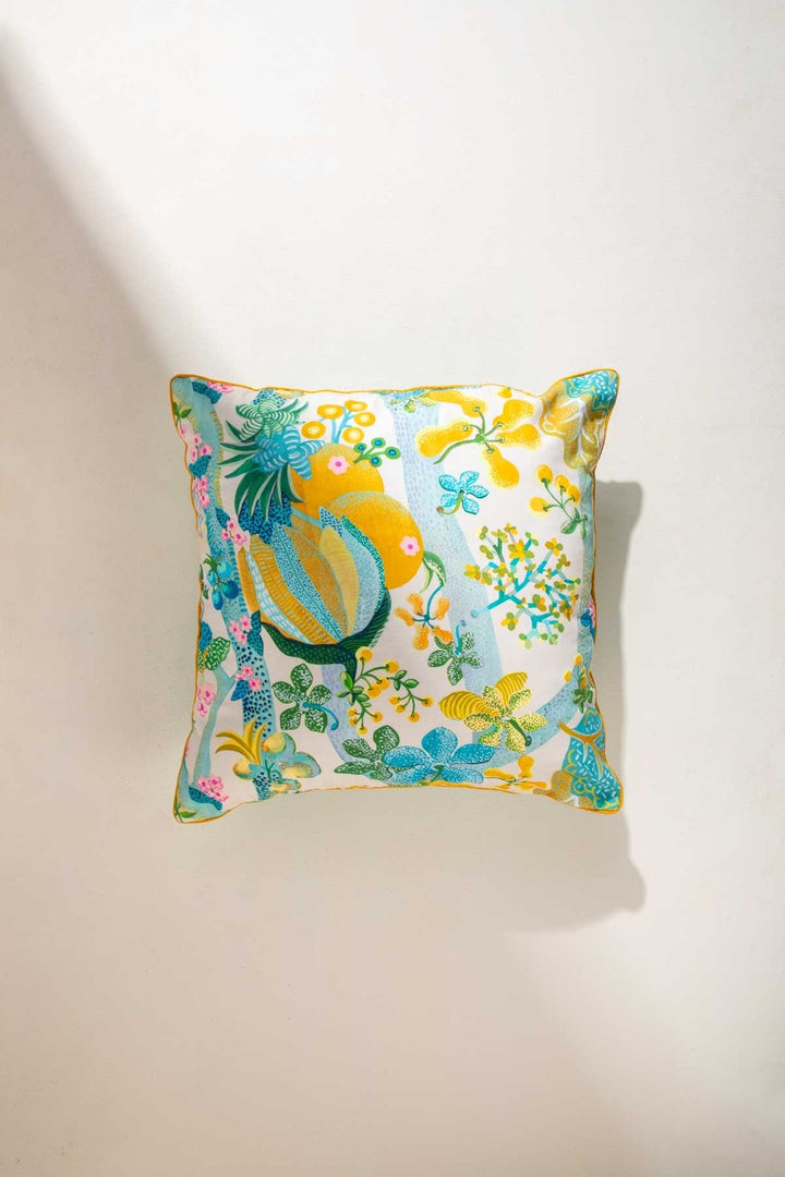 SHAMS & FLOOR CUSHIONS Keora Honey Bloom Floor Cushion Cover (61 Cm X 61 Cm)