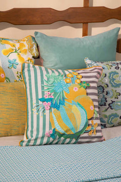 Keora Stripers Honey Bloom Cushion Cover (46 X 46 Cm)