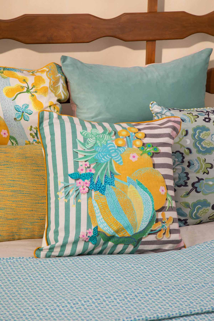 PRINT & PATTERN CUSHIONS Keora Stripers Honey Bloom Cushion Cover (46 Cm X 46 Cm)