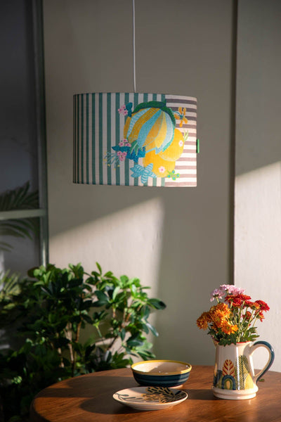 LAMPSHADES Keora Stripes Large Drum Lampshade (Honey Bloom)