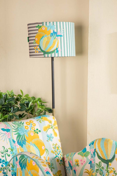 LAMPSHADES Keora Stripes Large Drum Lampshade (Honey Bloom)