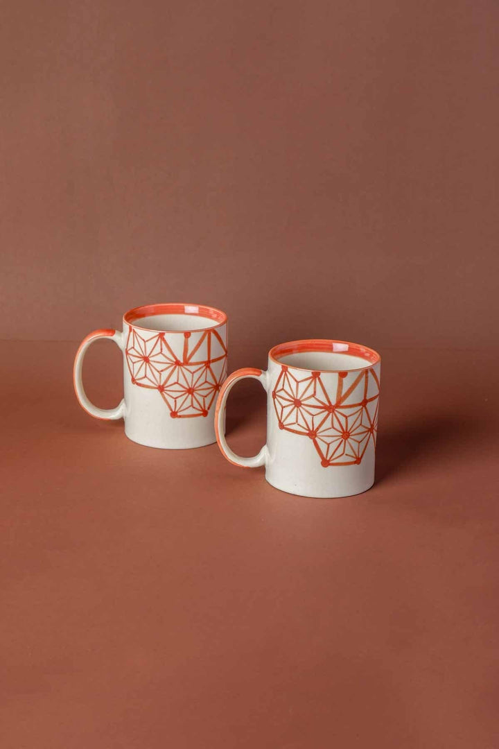 MUGS & CUPS Kiwach Orange Ceramic Coffee Mug (Set Of 2)