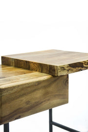 BEDSIDE TABLES Koa Acacia Wood And Metal Bedside Table