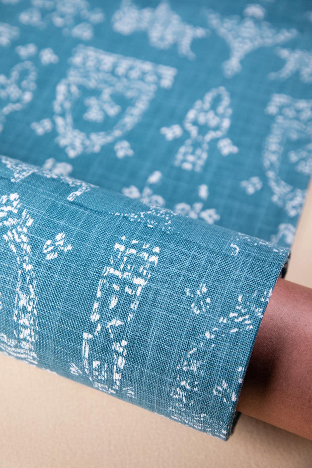 PRINT & PATTERN UPHOLSTERY FABRICS Koda Grama Printed Upholstery Fabric (Dark Teal)