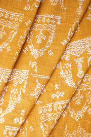 PRINT & PATTERN HEAVY FABRICS Koda Grama Ochre Yellow Printed Heavy Fabric And Curtains