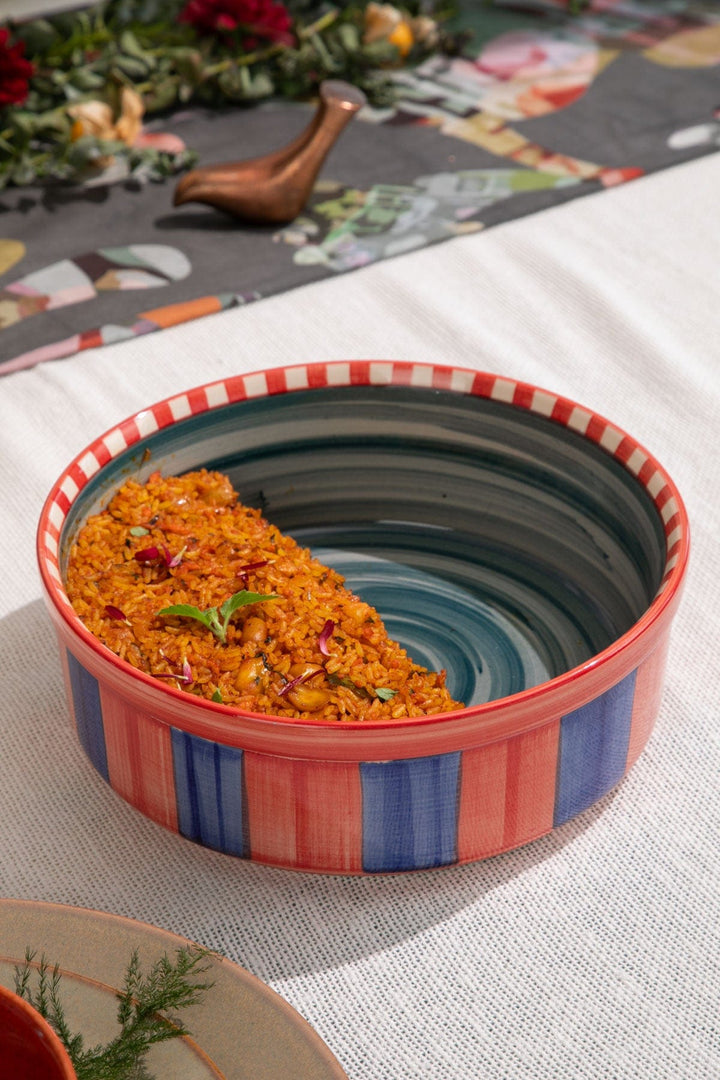 SERVING BOWLS Kongu  Madder Red Straight Serving Bowl Large