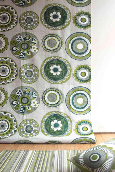 UPHOLSTERY FABRIC Kukkibali Green Upholstery Fabric