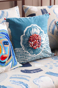 ACCENT CUSHIONS Kuru Artistic Blue Cushion Cover (41 Cm X 41 Cm)