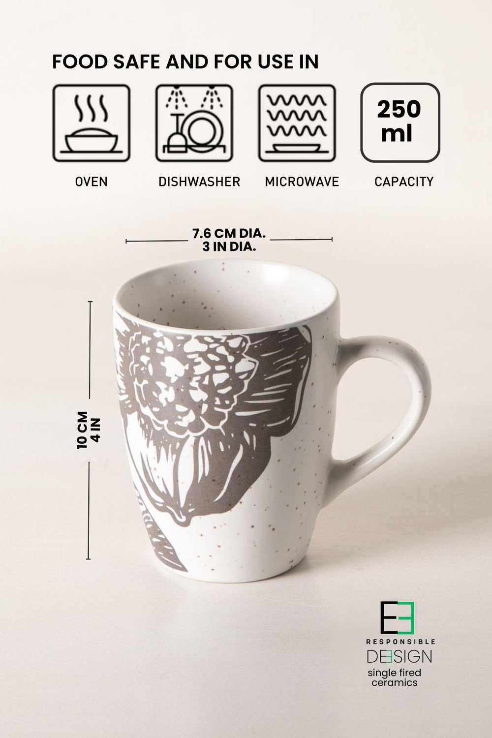 MUGS & CUPS Kuru Charcoal Coffee Mug (Set Of 2)