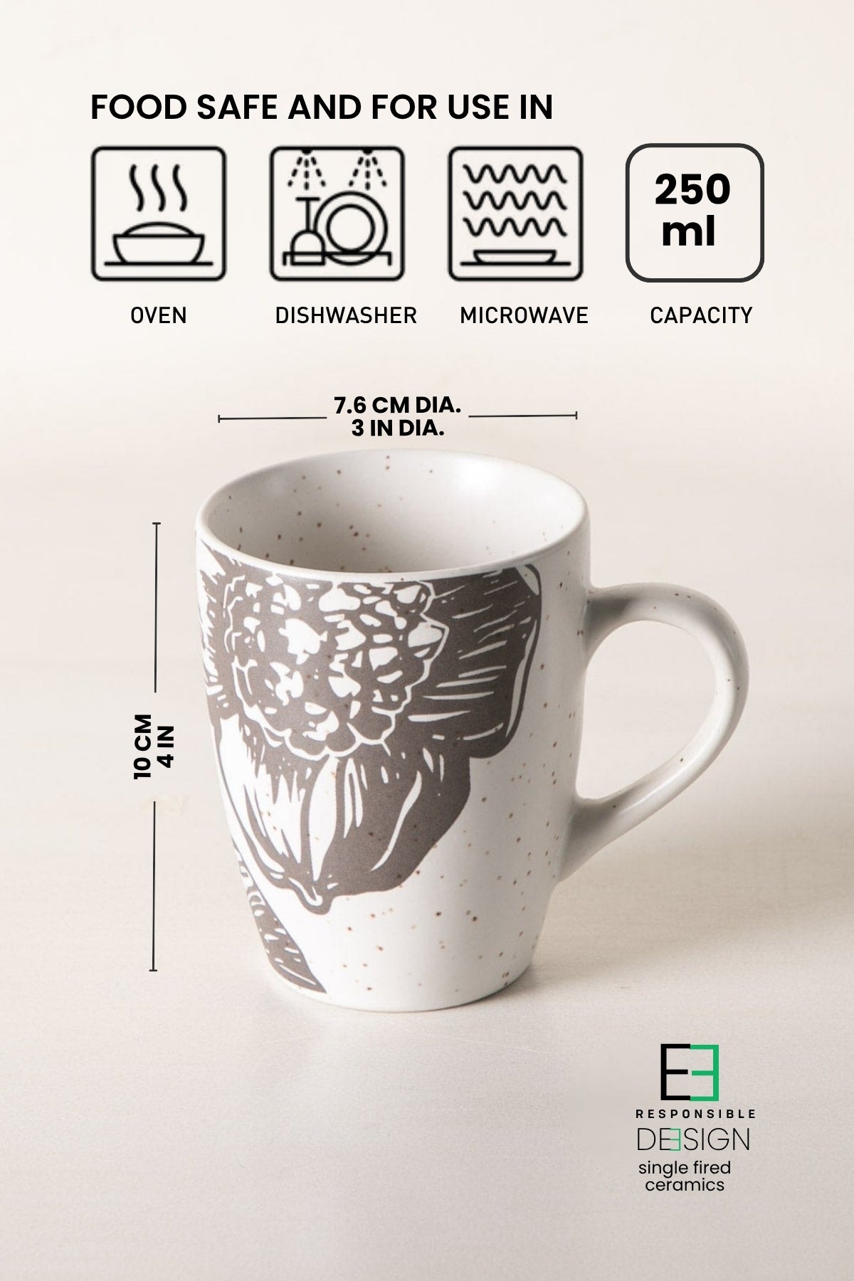 MUGS & CUPS Kuru Charcoal Coffee Mug (Set Of 2)