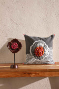ACCENT CUSHIONS Kuru Charcoal Red Cushion Cover (41 Cm X 41 Cm)