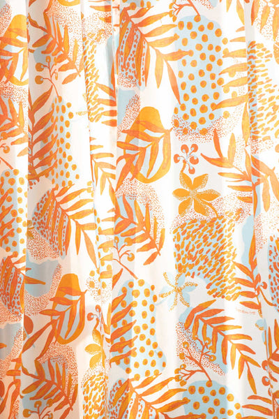 SWATCHES Panai Orange And White Cotton Fabric And Curtains Swatch