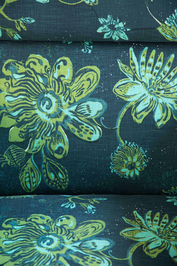 SWATCHES Vidari Printed Upholstery Fabric (Midnight Green) Swatch