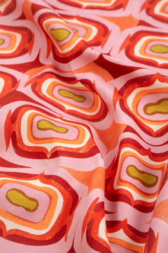 Landfall Ogee Mineral Red Printed Upholstery Fabric