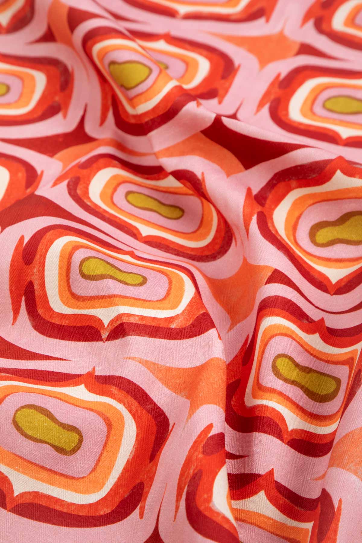 Landfall Ogee Mineral Red Printed Upholstery Fabric