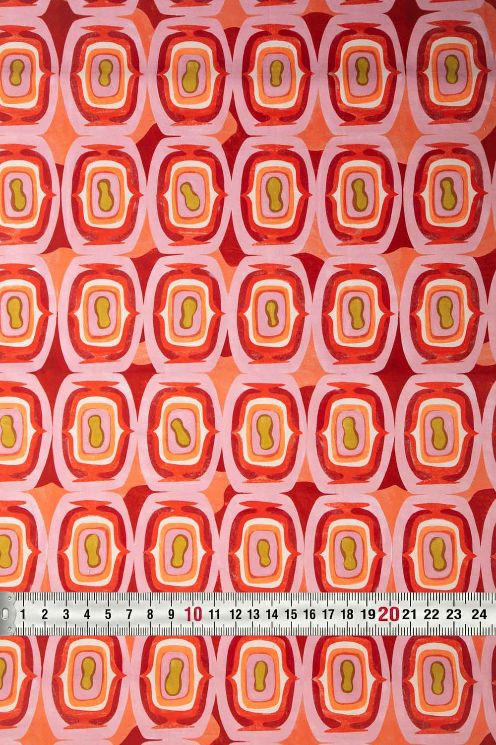 PRINT & PATTERN UPHOLSTERY FABRICS Landfall Ogee Mineral Red Printed Upholstery Fabric