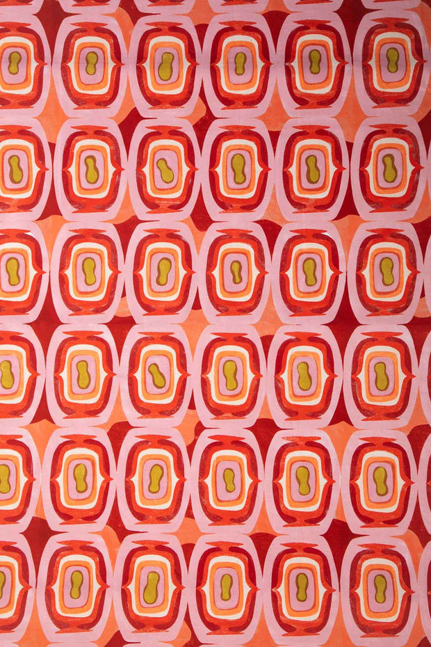 PRINT & PATTERN UPHOLSTERY FABRICS Landfall Ogee Mineral Red Printed Upholstery Fabric