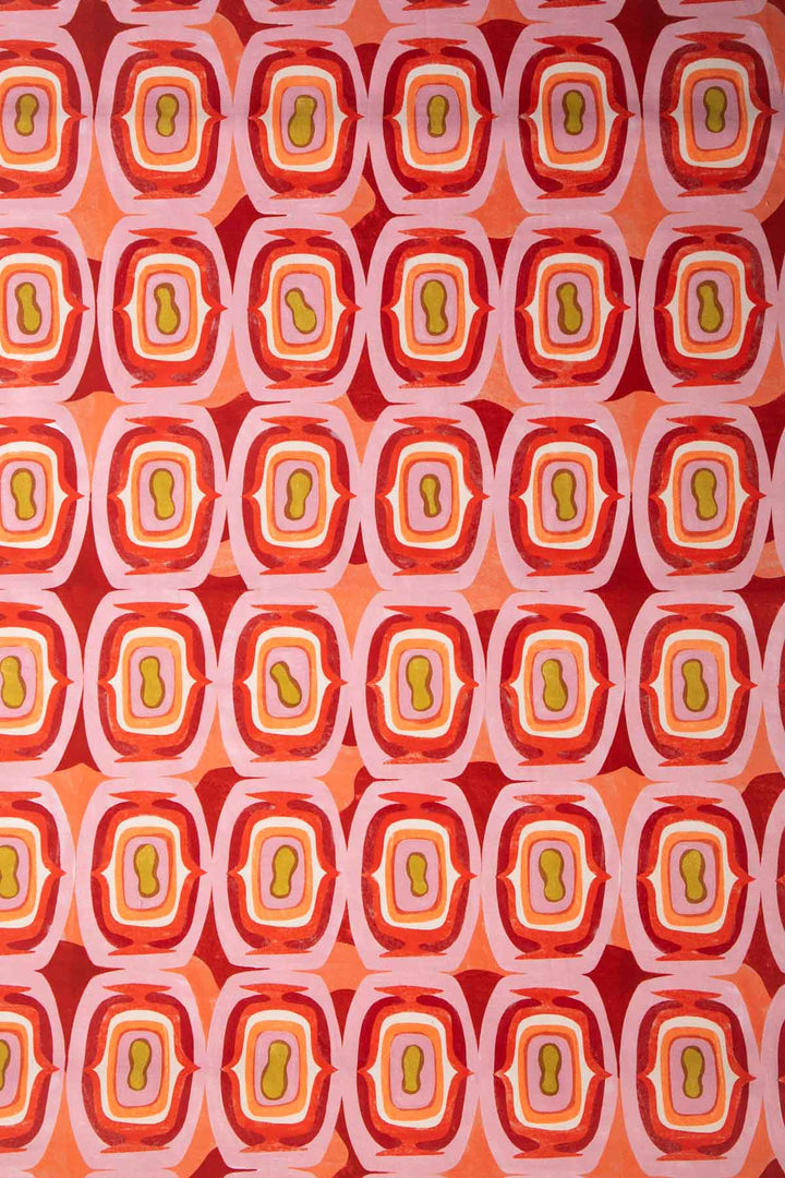 PRINT & PATTERN UPHOLSTERY FABRICS Landfall Ogee Mineral Red Printed Upholstery Fabric