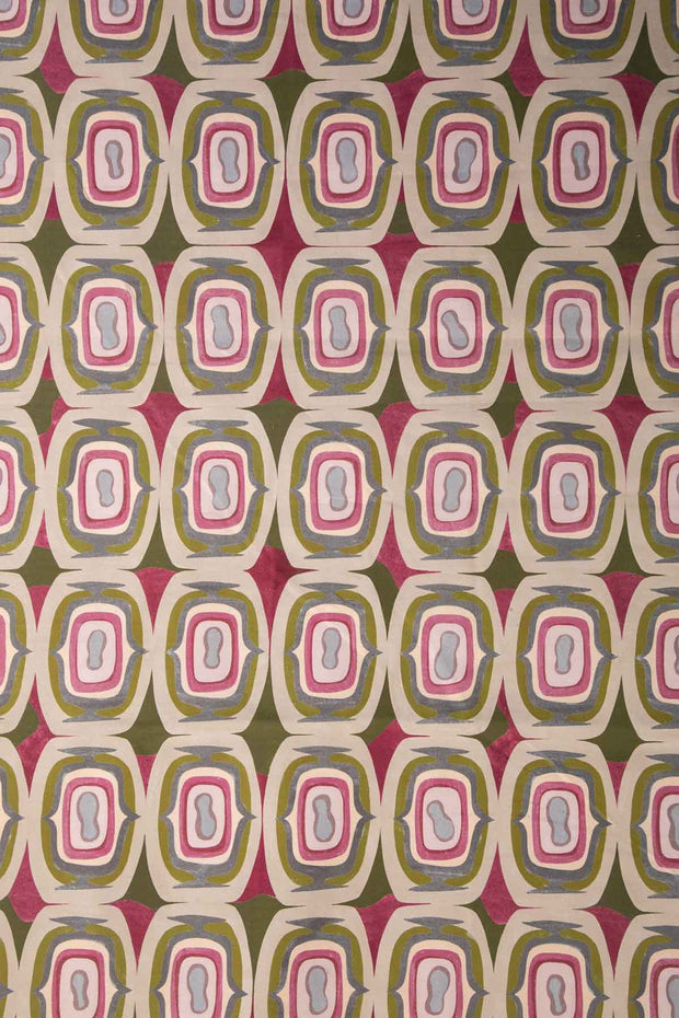 PRINT & PATTERN UPHOLSTERY FABRICS Landfall Ogee Mineral Green Printed Upholstery Fabric